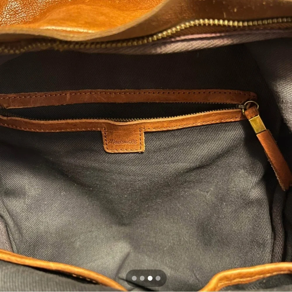 Madewell Lorimer English Saddle Leather Backpack, Cognac Brown, - Picture 7 of 7